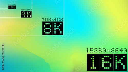 Ultra high hd resolution 16k comparison mock up