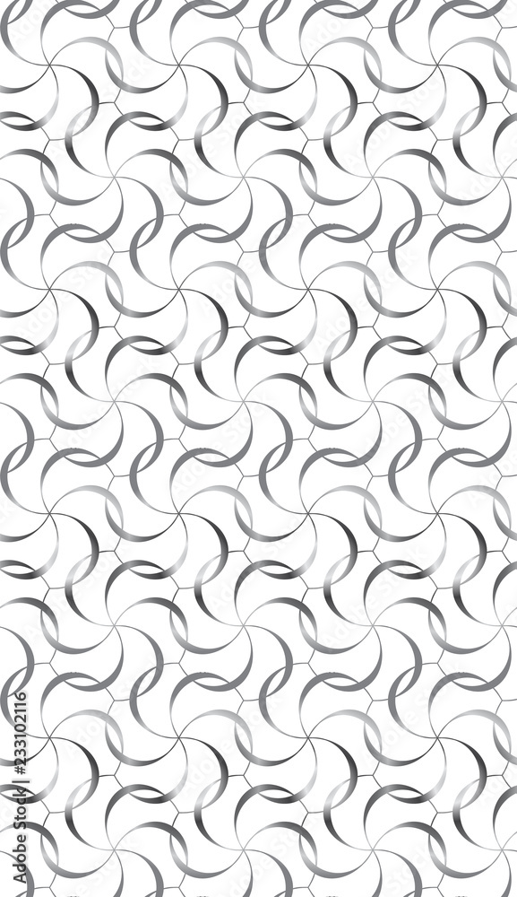 modern grayscale and silver gradients curved line and interlocking pattern tile for creative and elegant surface designs, backgrounds, wall art, wallpaper, backdrops, textiles, fabric and templates. 