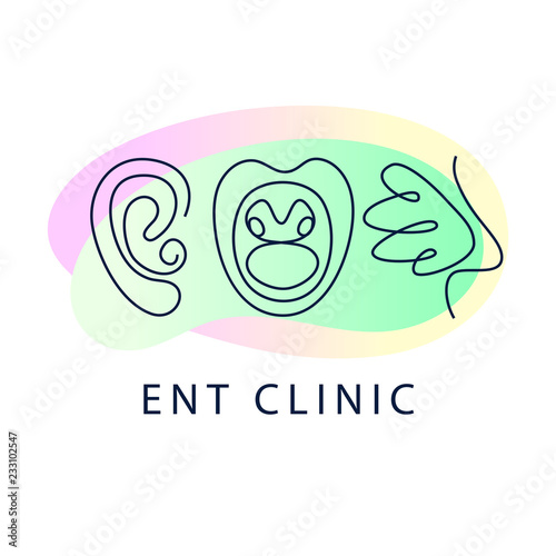Template logo for linear ear, nose and throat. Concept ENT clinic. Medical sign