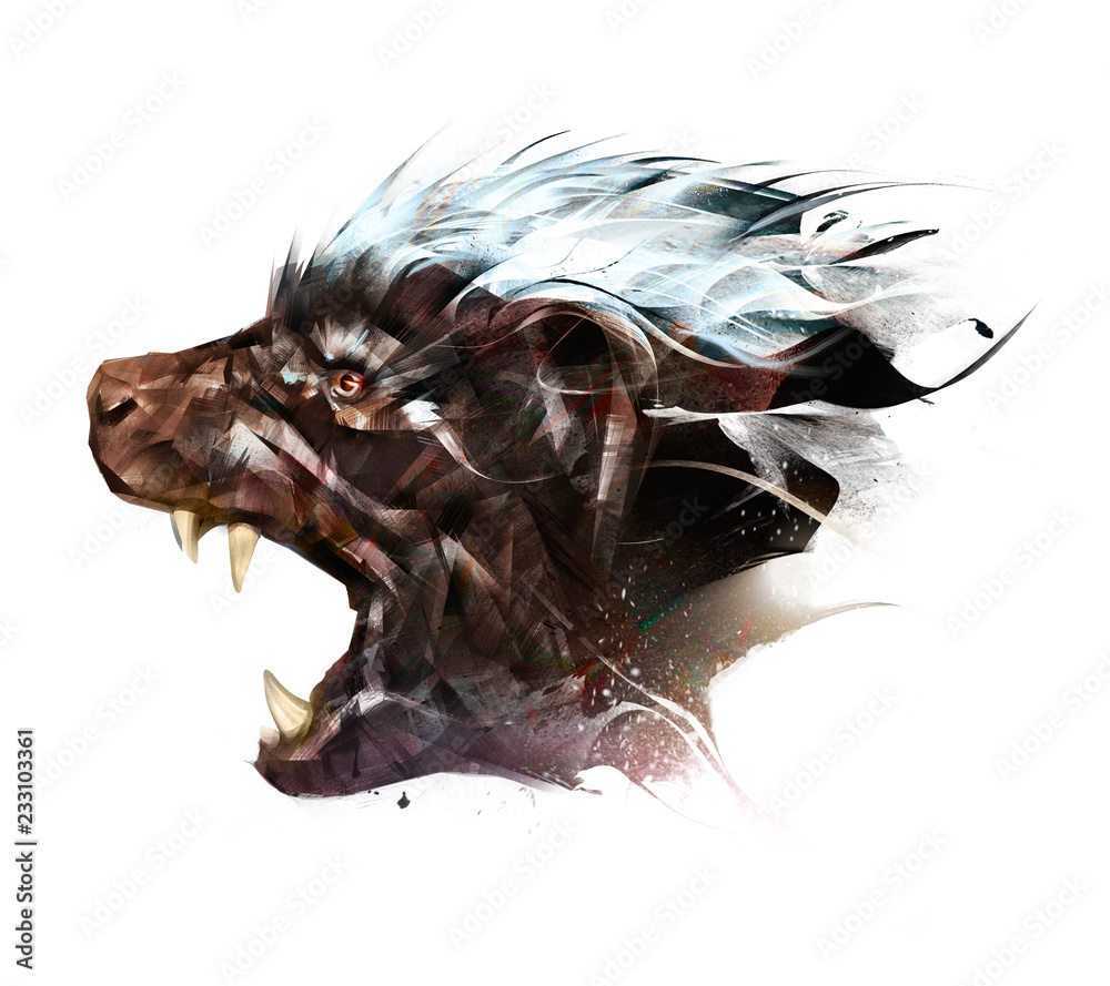 Φωτογραφία art grin animal honey badger side view isolated on white background