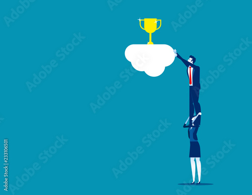Leader Help employee. Concept business vector illustration, Activity, Support, Partnership, Help, Teamwork.