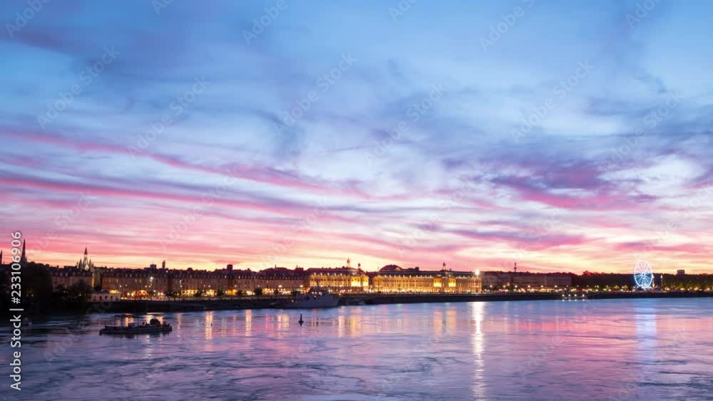 Amazing timelapse video of dramatic sunset clouds on the sky of Bordeaux city, France. Amazing timelapse video of dramatic sunset clouds on the sky of Bordeaux city, France.