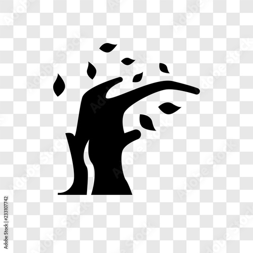 Wind bending Tree vector icon isolated on transparent background, Wind bending Tree transparency logo design