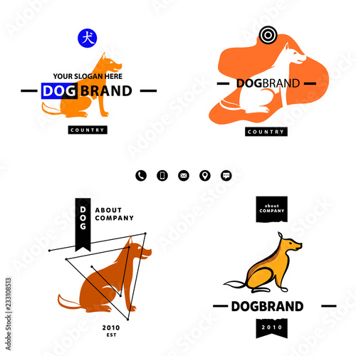English translate hieroglyph Dog. Business Logotype Set Template
