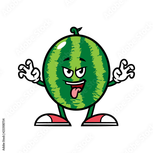 Cartoon Scaring Watermelon Character
