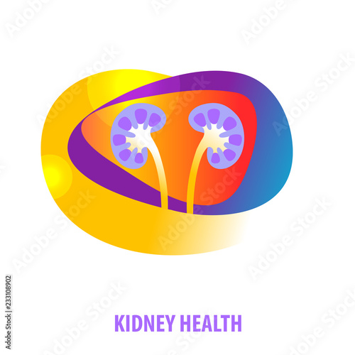 Silhouette human kidney health. Template logo for medical clinic, cabinet. Vector illustration.
