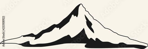 Mountains illustration. Hand drawn rocky peaks