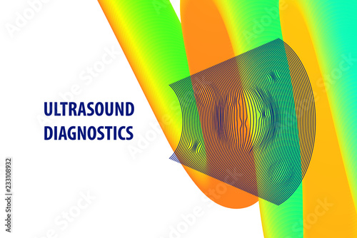 Ultrasound diagnostics logo. Template concept image for medical research. Vector illustration