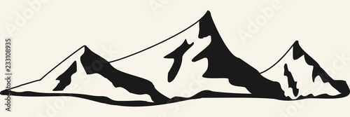 Mountains illustration. Hand drawn rocky peaks