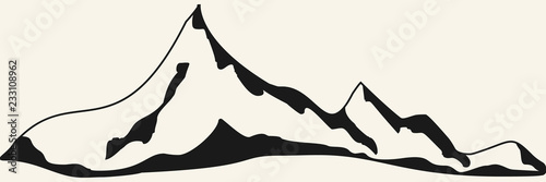 Mountains illustration. Hand drawn rocky peaks