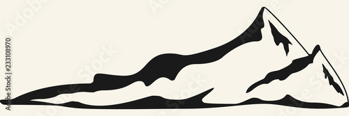 Mountains illustration. Hand drawn rocky peaks
