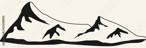 Mountains illustration. Hand drawn rocky peaks