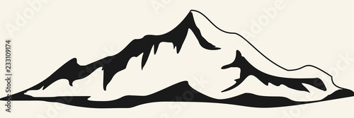 Mountains illustration. Hand drawn rocky peaks