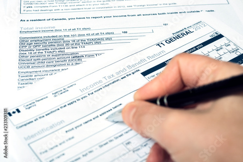 Canadian Revenue Agencies T1 tax form