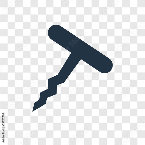 Corkscrew vector icon isolated on transparent background, Corkscrew transparency logo design