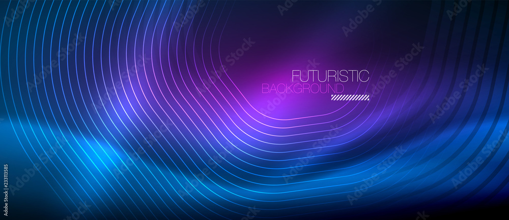 Neon blue glowing lines, magic energy space light concept, abstract background wallpaper design Neon blue glowing lines, magic energy space light concept, abstract background wallpaper design