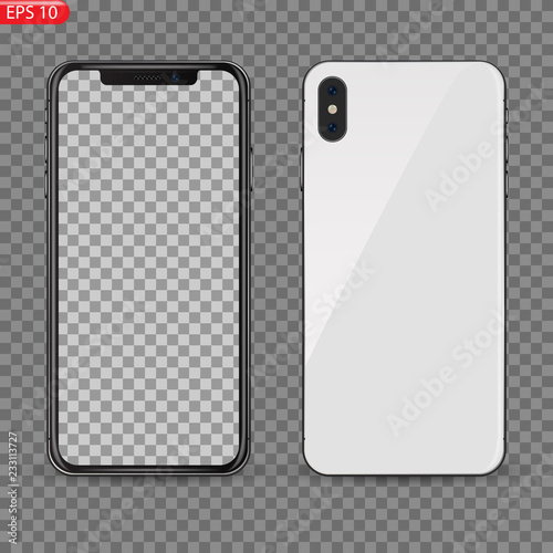 New High Detailed Realistic Smartphone similar to iphone Isolated on white Background