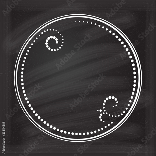 Vector round vintage frame on a chalkboard background