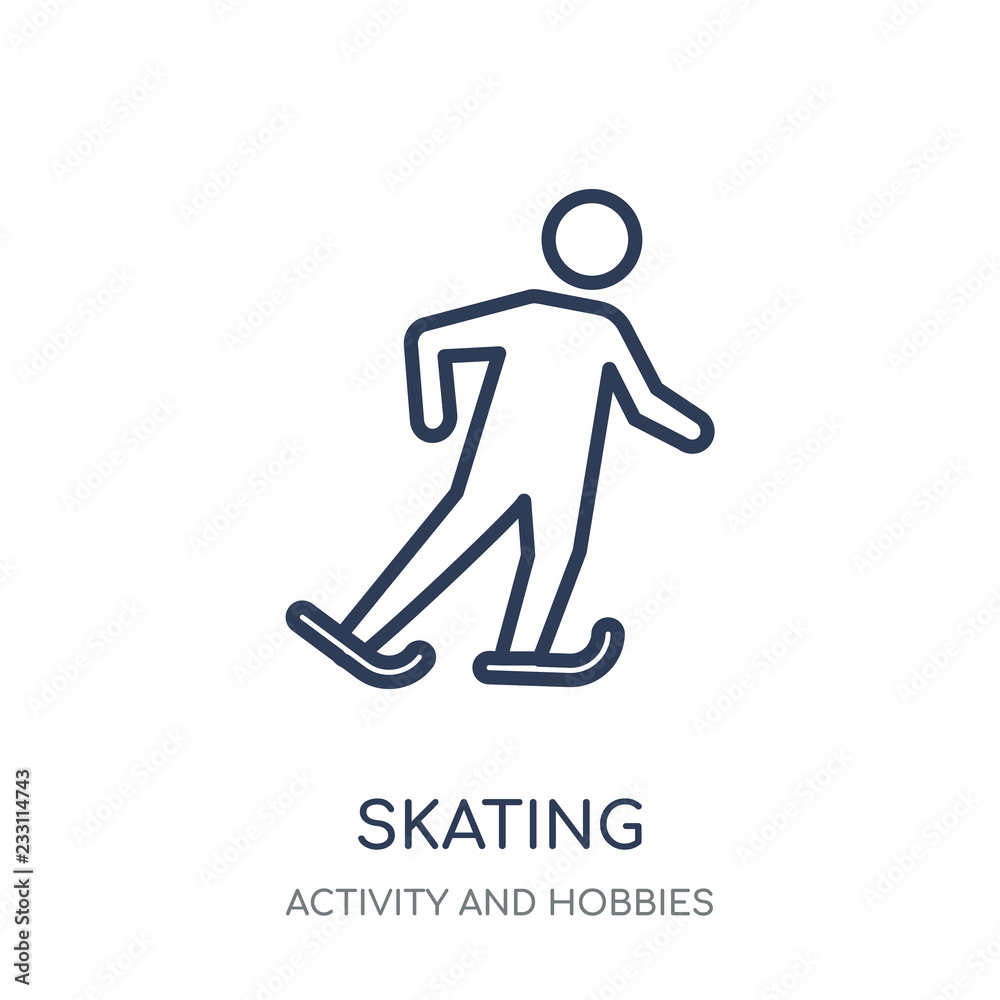 Skating icon. Skating linear symbol design from Activity and Hobbies collection. Skating icon. Skating linear symbol design from Activity and Hobbies collection.