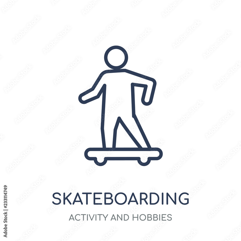 Skateboarding icon. Skateboarding linear symbol design from Activity and Hobbies collection.