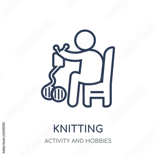Knitting icon. Knitting linear symbol design from Activity and Hobbies collection. © CoolVectorStock
