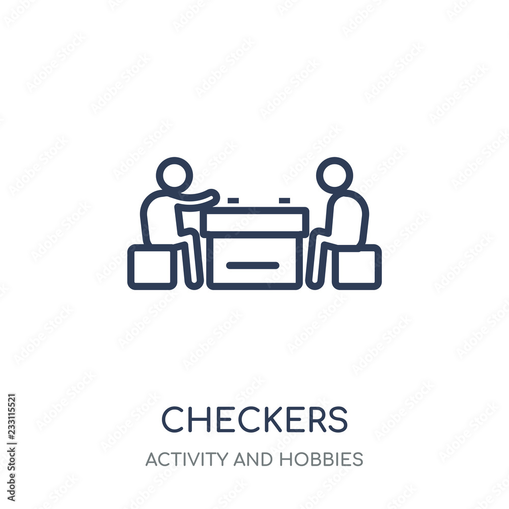 Checkers icon. Checkers linear symbol design from Activity and Hobbies collection. Checkers icon. Checkers linear symbol design from Activity and Hobbies collection.