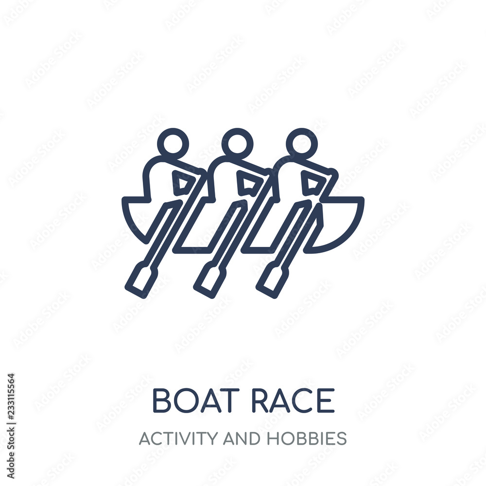 Boat race icon. Boat race linear symbol design from Activity and Hobbies collection.