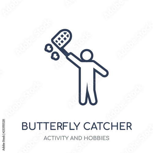 Butterfly catcher icon. Butterfly catcher linear symbol design from Activity and Hobbies collection.