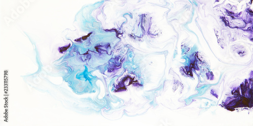 Colorful violet and blue wavy texture. Abstract acrylic painting. Fluid art.