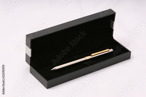 Silver pen in black case