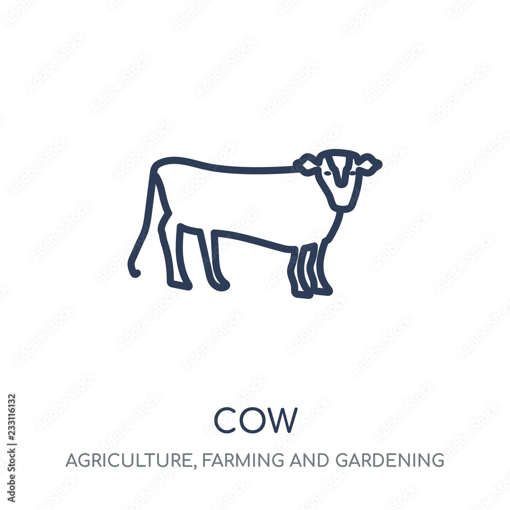 Cow icon. Cow linear symbol design from Agriculture, Farming and Gardening collection.