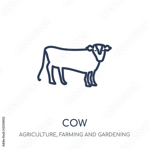 Cow icon. Cow linear symbol design from Agriculture  Farming and Gardening collection.