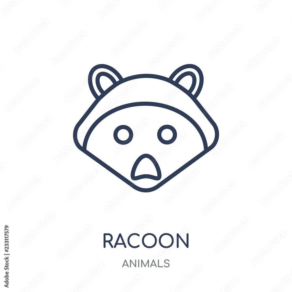 Racoon icon. Racoon linear symbol design from Animals collection. Racoon icon. Racoon linear symbol design from Animals collection.