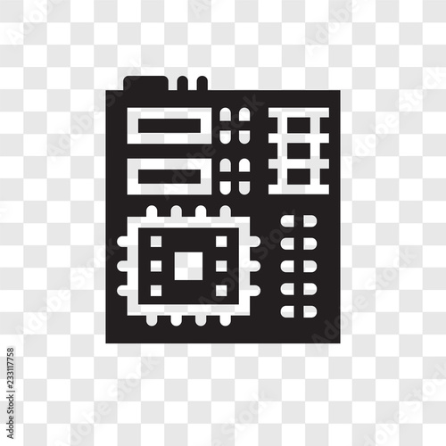 Motherboard vector icon isolated on transparent background, Motherboard transparency logo design