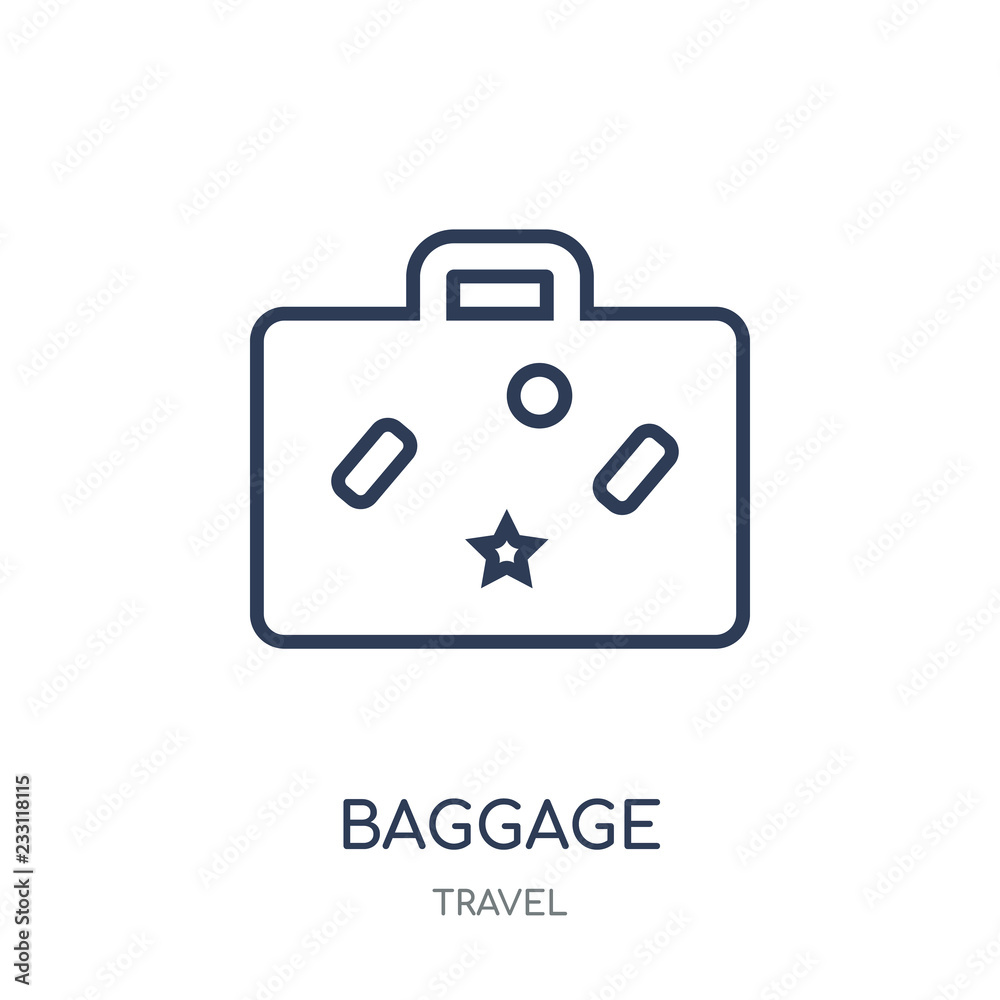 Baggage icon. Baggage linear symbol design from Travel collection. Baggage icon. Baggage linear symbol design from Travel collection.