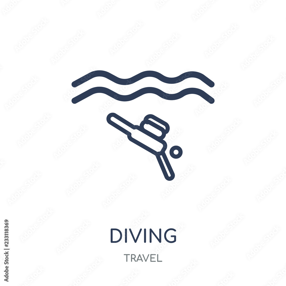 Diving icon. Diving linear symbol design from Travel collection.
