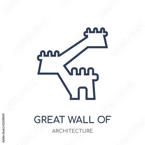 Great wall of china icon. Great wall of china linear symbol design from Architecture collection.
