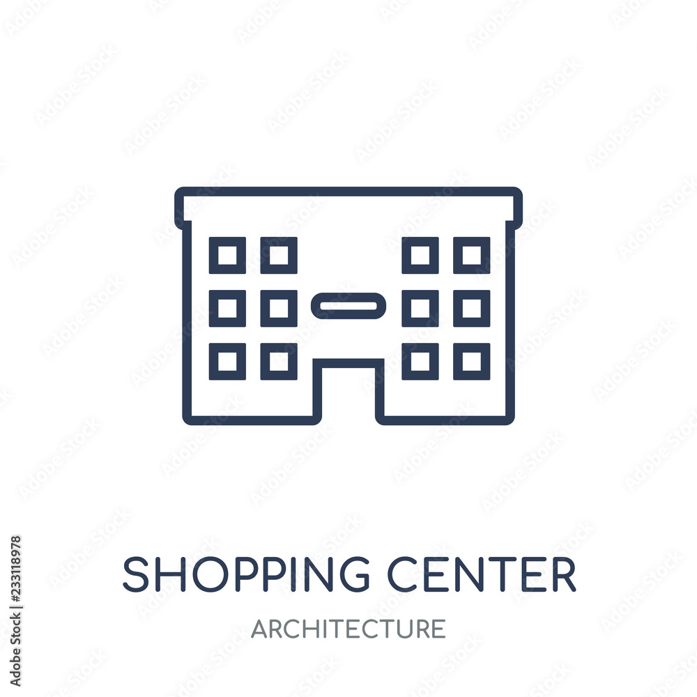 Shopping center icon. Shopping center linear symbol design from Architecture collection. Shopping center icon. Shopping center linear symbol design from Architecture collection.