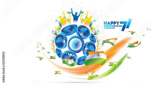 indian independence day design for greeting or banner or background