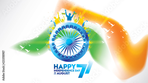indian independence day design for greeting or banner or background