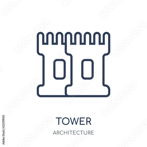 Tower icon. Tower linear symbol design from Architecture collection.