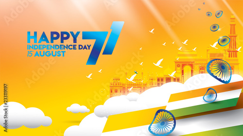 indian independence day design for greeting or banner or background