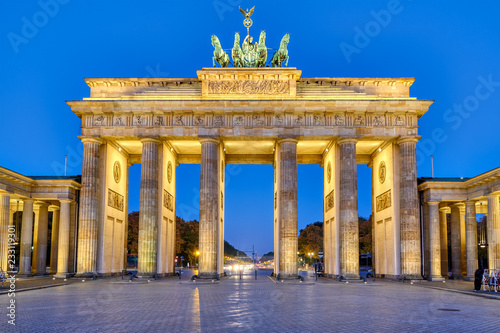 The Brandenburg Gate in Berlin at dawn