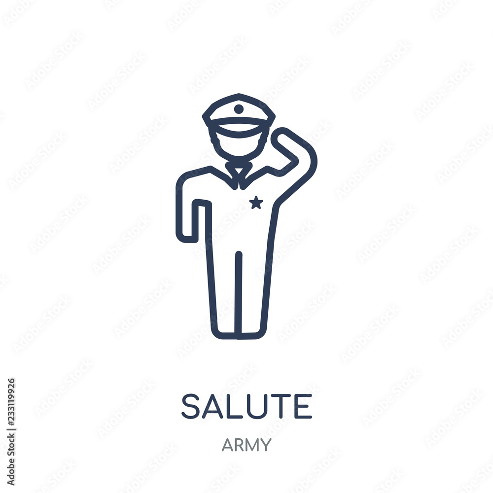 Salute icon. Salute linear symbol design from Army collection. Simple element vector illustration. Can be used in web and mobile.