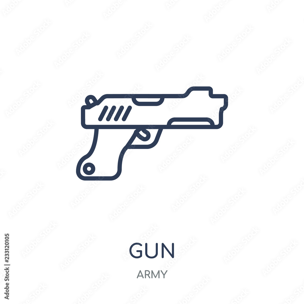 Gun icon. Gun linear symbol design from Army collection. Simple element vector illustration. Can be used in web and mobile.