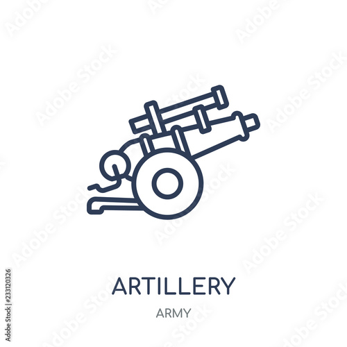 artillery icon. artillery linear symbol design from Army collection. Simple element vector illustration. Can be used in web and mobile.