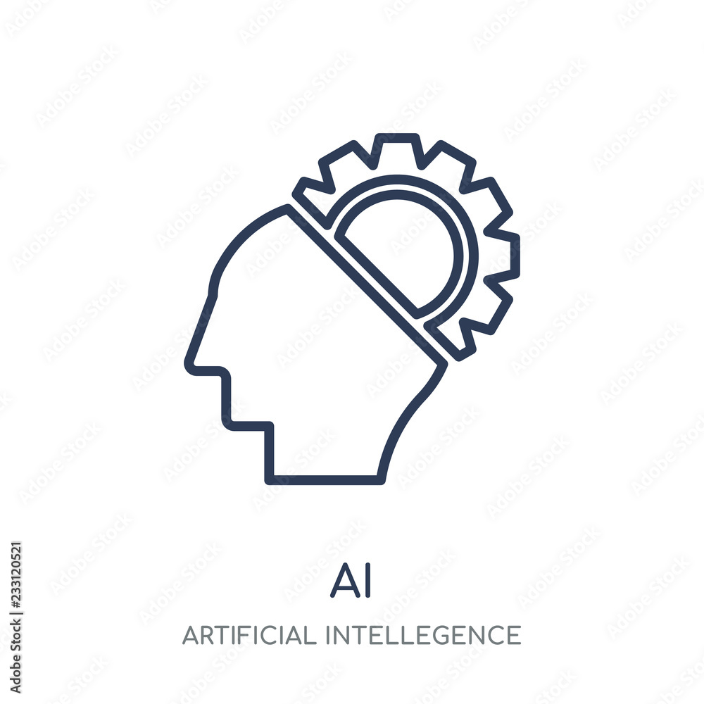 AI icon. AI linear symbol design from Artificial Intellegence collection. Simple element vector illustration. Can be used in web and mobile. AI icon. AI linear symbol design from Artificial Intellegence collection. Simple element vector illustration. Can be used in web and mobile.
