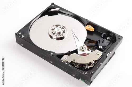 Hard disk drive (HDD) isolated on white.