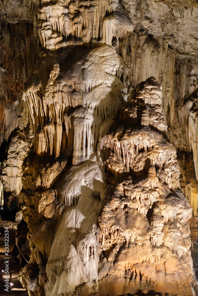 bizarre patterns created by nature, stalactites and stalagmites, creating unique interiors in caves on the island of Crete in Greece
