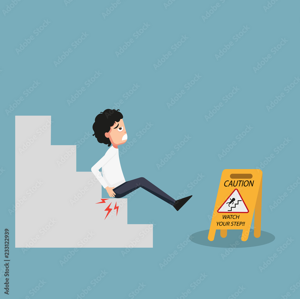 Illustration of isolated watch your step caution sign.Danger of slipping
